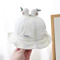 Cappello da sole neonato bianco crema con stampa ananas e morbido pompon decorativo - Testa Regolabile: 42-50cm (Circa 3m-3a) / Giallo Pallido