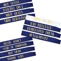 Set of 12 navy and white bachelorette party sashes with gold foil bride tribe lettering - 11-Piece Set Deep Blue Glitter Printing