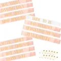 12-piece rose gold and white bachelorette party sashes set with gold lettering and pins - 12-Piece Rose Gold Set Gold Glitter