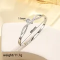 Detailed view of silver titanium steel bracelet with 11mm center crystal and open design - 64# Steel Color Sz594