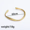 Polished 18k gold plated stainless steel open bangle, 60cm length and 18g weight - 4# Irregular - Gold Sz657
