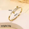 4mm gold titanium steel nail bangle with double-row zircon pavé in 60mm inner diameter - #9 Double-ended Nail - Gold Sz447