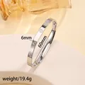 6mm silver titanium steel bangle with classic screw motif and inset cubic zirconia - 16# Diamond-set Screw - Steel Color Sz667