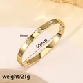 18k gold plated stainless steel open bangle with crystal floral pattern and 6mm width - 23# Lucky Grass - Gold Sz461