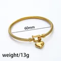 18k gold plated cable bracelet featuring horseshoe buckle and polished heart charm - 25#154-golden Heart Sz568