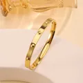 18k gold plated titanium steel screw design bangle with luxury rhinestone finish - 30# Single-stud Nail - Gold Sz664