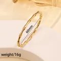 Polished 18k gold plated titanium steel bamboo style bangle for women with 60mm inner diameter - 36# Bamboo Joint - Gold Sz469