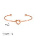 Rose gold plated titanium steel open cuff bracelet with knot design and round beads - 56# Heart-shaped Open Bangle - Rose Gold Sz104