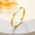 Minimalist 18k gold plated stainless steel thin bangle with hinged clasp closure - 78# [4mm Wide Plain Gold] Sz649