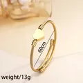 18k gold plated stainless steel heart charm bangle with twisted rope design, 13g weight - 88# Gold Sz631