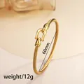 Gold plated titanium steel rope bangle with buckle clasp for women, 60mm diameter - 92# Gold Sz536