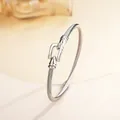 Silver cable cuff bracelet with horseshoe buckle detail in durable stainless steel - 93# Steel Color Sz535