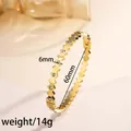 Gold plated titanium steel bangle featuring geometric patterns and cubic zirconia 6mm width - 94#-golden Sz766