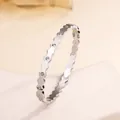 Silver color hexagonal honeycomb bangle with diamonds in high-polished stainless steel - 95# Steel Color Sz767