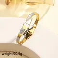 Gold snake-shaped titanium steel bracelet with 60mm diameter and 20.5g weight - 96# Gold Sz583