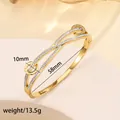 18k gold plated stainless steel layered bangle with Roman numerals and crystals - 99# Gold Sz586