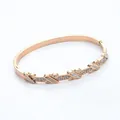 Elegant rose gold titanium steel bangle with zircon stones and gray shell inlay - 103# Rose Gold Sz029