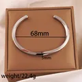 Minimalist silver stainless steel cuff bangle for women with 68mm inner diameter - 106# Möbius - Steel Color Sz019