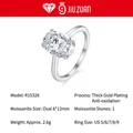 Oval cut moissanite ring in 925 sterling silver with thick gold plating for women - US Size 5 / Oval Moissanite / Silver