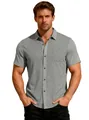 Men's casual grey heather short sleeve polo shirt with classic collar and button-down front - Marl Grey