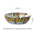30.5cm Bohemian ceramic bowl with colorful hand-painted floral patterns, 3500ml capacity - 12 Inch Large Basin (30.5cm)