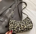 Chic leopard print corduroy underarm bag with textured canvas for women's daily fashion - Leopard Print / 24*6*15cm