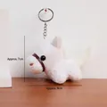 Portachiavi pony bianco in peluche a pelo lungo con anello in metallo, misura 7x9cm - Bianco