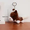 Ciondolo a forma di cavallo in peluche marrone con portachiavi in metallo argento - Caffè scuro