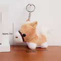 Portachiavi cavallo di peluche marrone chiaro in posa distesa con anello, lungo 9cm - Cuoio