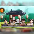 Set of four Tang dynasty style lady figurines with LED lanterns for desk decor - Ancient Style Series Ornaments / Complete Set of 4 with Lamp (1213-4)