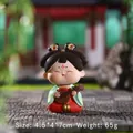 Tang Dynasty girl figurine holding lute, green and red Hanfu ornament, 4.5x4x7cm size - Large Size Lute Style