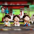 Three set of Tang Dynasty style bobblehead figurines with a cat, fan and flower - 1213-2 (three Large Sizes) / I Am A Princess Series