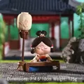 Traditional Chinese lady figurine with lamp and desk ornament in blue and beige - 7*4.5*10cm / Miaoran Style