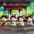 Set of four Tang Dynasty style bobblehead figurines depicting zither, chess, book, and painting - 1213-1 Full Set Style