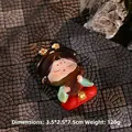 Ancient Chinese lady figurine playing pipa, red and green dress, size 3.5x2.5x7.5cm - Chibi Lady Fridge Magnet / Lute Fridge Magnet