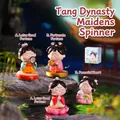 Rotating Tang Dynasty Hanfu girl figurine with pink robes and fan for desk decor - Tang Dynasty Ladies Set (1213-14)