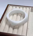Minimalist white resin square bangle with rounded edges and polished smooth finish - Geometric Rhombus / Inner Diameter 65mm / Pure White