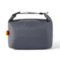 Insulated grey lunch bag with orange label and adjustable strap for picnics - Dumpling Style Insulated Bag / Gray