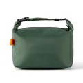 Dark green insulated lunch bag with orange label and buckle handle for picnics - Dumpling Style Insulated Bag / Green