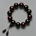 Classic Sandalwood Bracelet with 13 deep brown beads and traditional gourd tassel - 20mm*12 Beads High Density Old Material