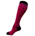 Pink compression socks with black polka dots and reinforced heel and toe - Rose Red Polka Dots