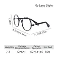 Retro black round frame pet sunglasses for cats and dogs, lensless style, size 8.5cm wide - Black Frame (Without Lens)