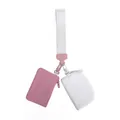Drei-in-eins Handgelenktasche mit rosa und weißem Beutel an breiter Stoffschlaufe - Halbkreis Und Rechteck Taschen / Gebrochenes Weiß