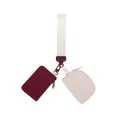 Drei-in-Eins Handgelenktasche-Set mit weinroten und hellrosa Fächern und Handgelenkschlaufe - Halbkreis Und Rechteck Taschen / Beige