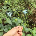Handmade cat ear headband with light blue crystal stones and silver wire wrap - No.24 Light Blue-Green Transparent