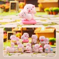 Pink cartoon pig figurine blind box collection showing 9 different daily life poses - 0298 Piglet Companion Daily Box 8 / Random