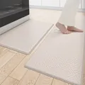 Light gray waterproof PU leather kitchen mat set with anti-slip woven texture runner - 44cmx75cm / Beihai Stardust-Apricot