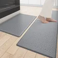 Dark gray anti-fatigue kitchen mat set with waterproof PU leather and non-slip texture - 44cmx75cm / Beihai Stardust-Grey