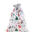 Christmas gift bag with festive white background featuring green trees and red reindeer - Gift White / 39*51cm