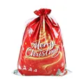 Red Christmas drawstring gift bag with Merry Christmas text and gold tree pattern - Starlight Red (New) / 44*57cm